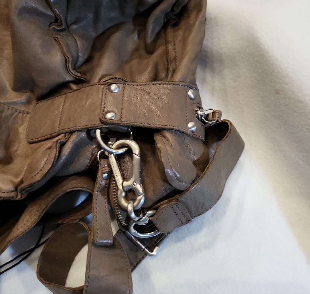 Liebeskind Carla Brown / Gray Genuine Leather Convertible Shoulder Bag Rare - Picture 10 of 12